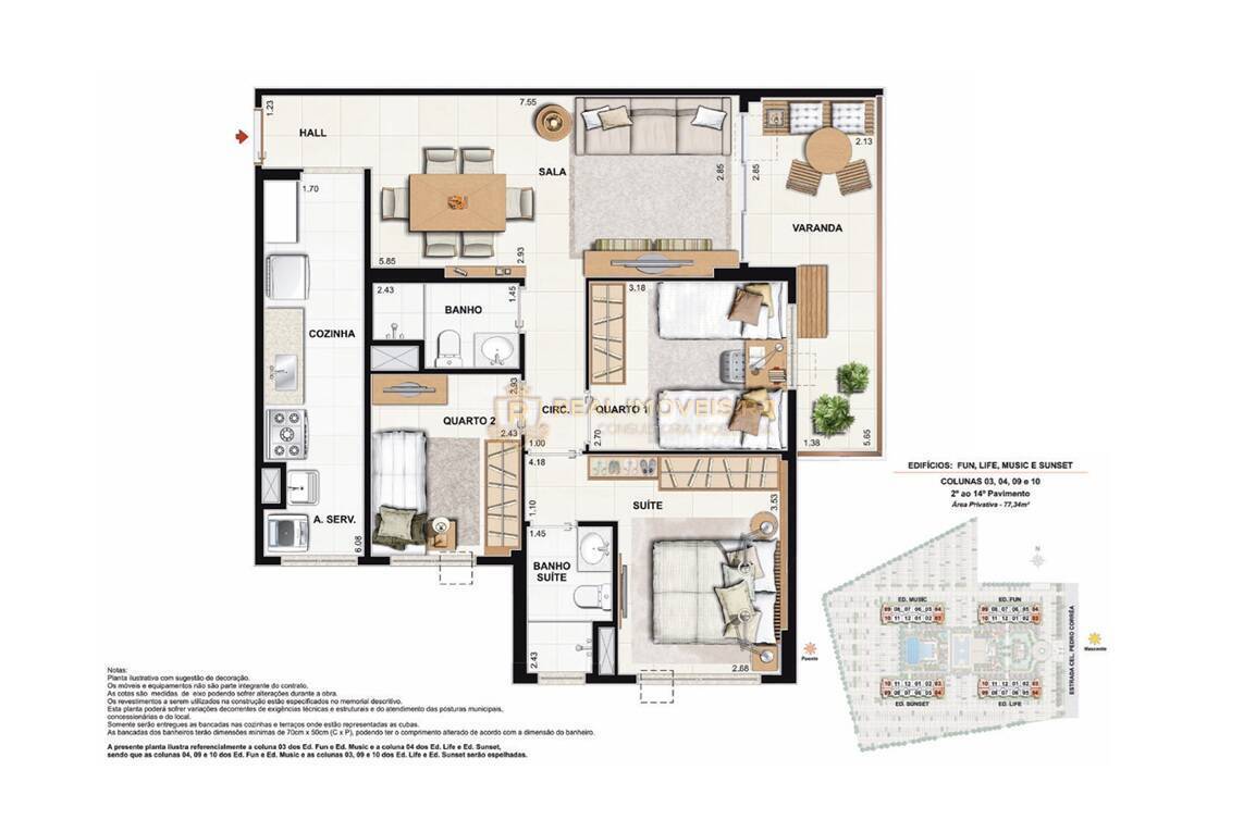 Apartamento, 3 quartos, 77 m² - Foto 2
