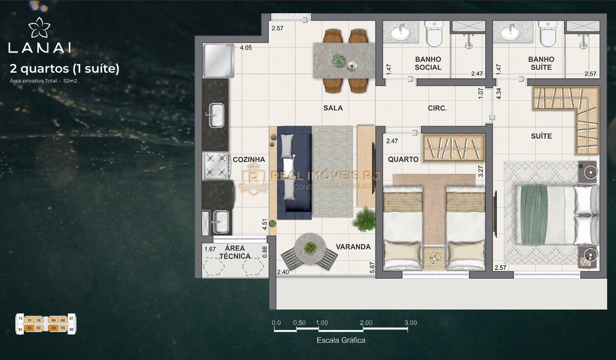 Apartamento, 2 quartos, 52 m² - Foto 2